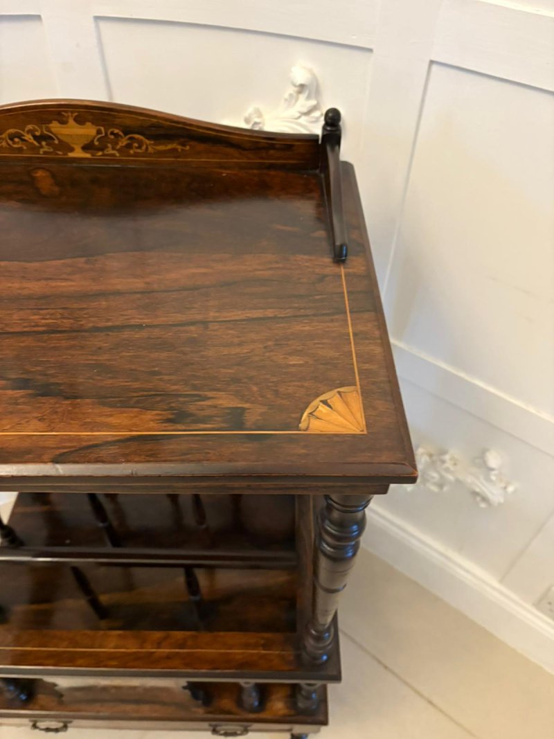 Antique Victorian Quality Rosewood Inlaid Canterbury - Image 6